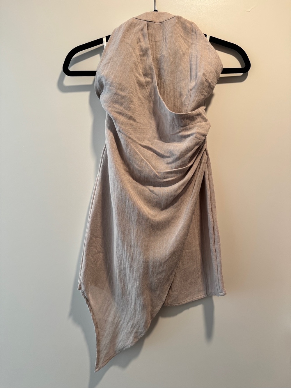 Sabo Skirt Sleeveless Draped Asymmetric Women's Dress - Light Beige
